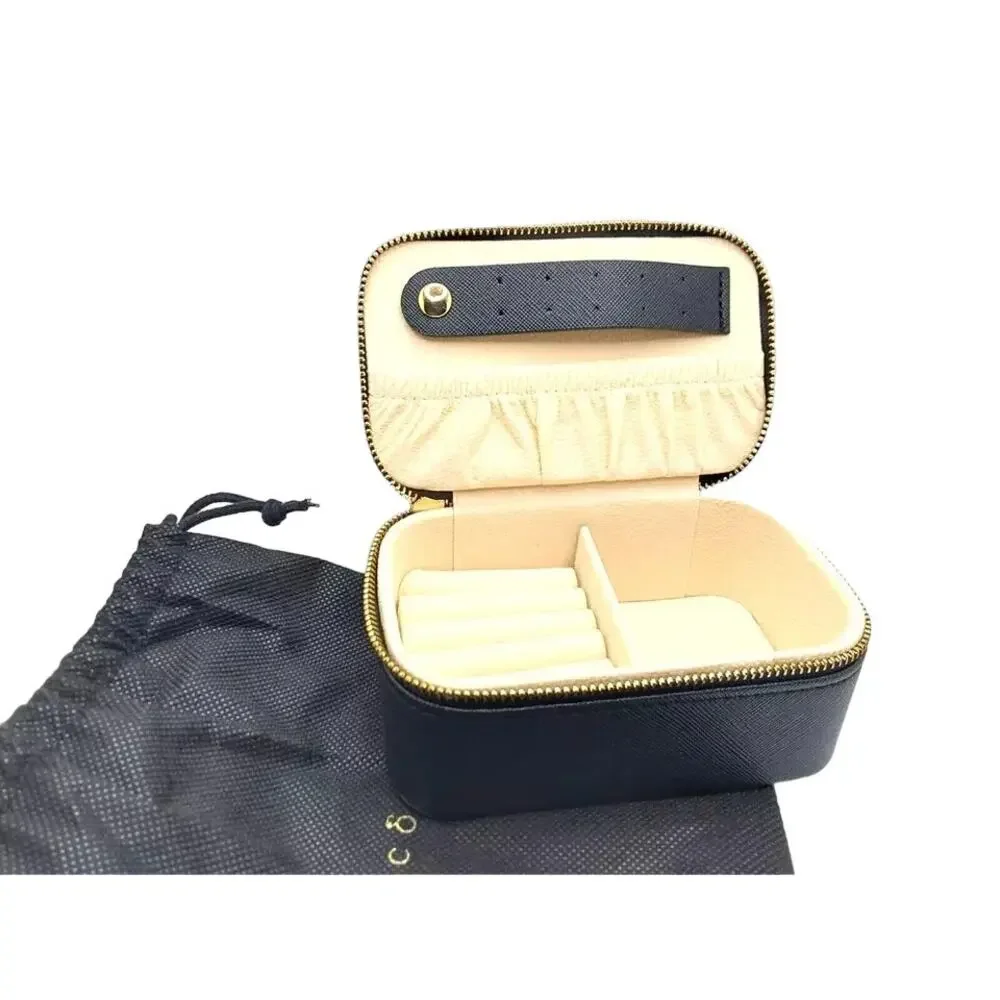 2637 Cosmiya Girls Small Luxury Vegan Leather Black Travel jewelry Box